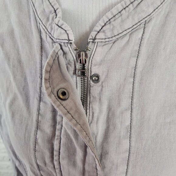 Maurices Womens Jacket XL Gray Linen Cotton Eyelet Zip Snap Up Casual GRA6E - Picture 5 of 11